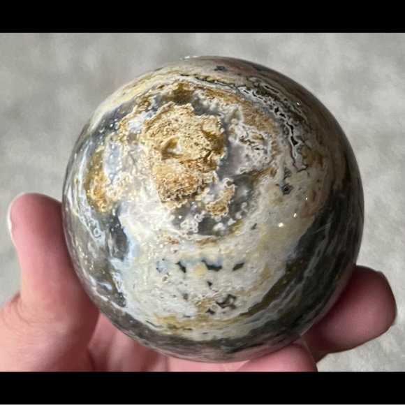 Ocean Jasper Sphere w/ Druzy Pockets - Picture 3 of 10